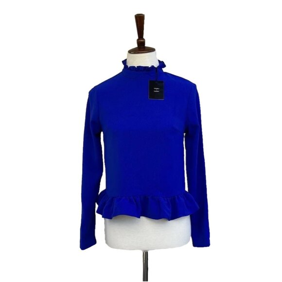 Code X Mode Women’s Blue Ruffle High Neck Top Size XS Polyester NWOT - Picture 12 of 12